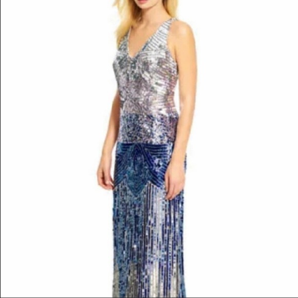 Adrianna Papell Multicolor sequin ombré long gown - Picture 2 of 13